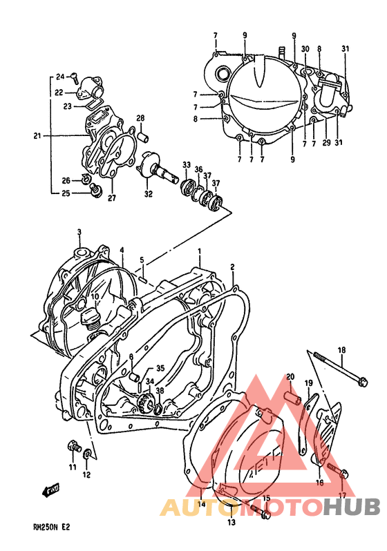 Crankcase cover-water pump