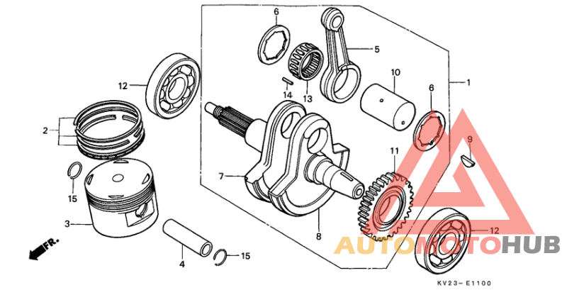 Piston/crankshaft