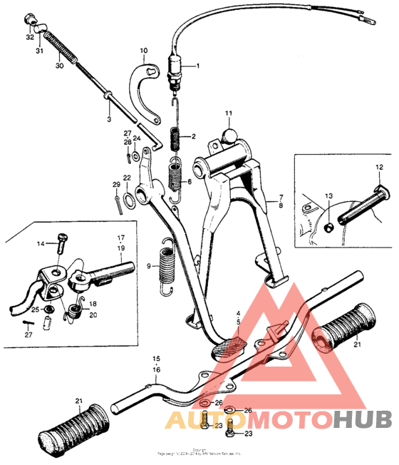 Rear brake + main stand + side stand
