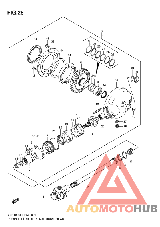 Propeller shaft/final drive gear