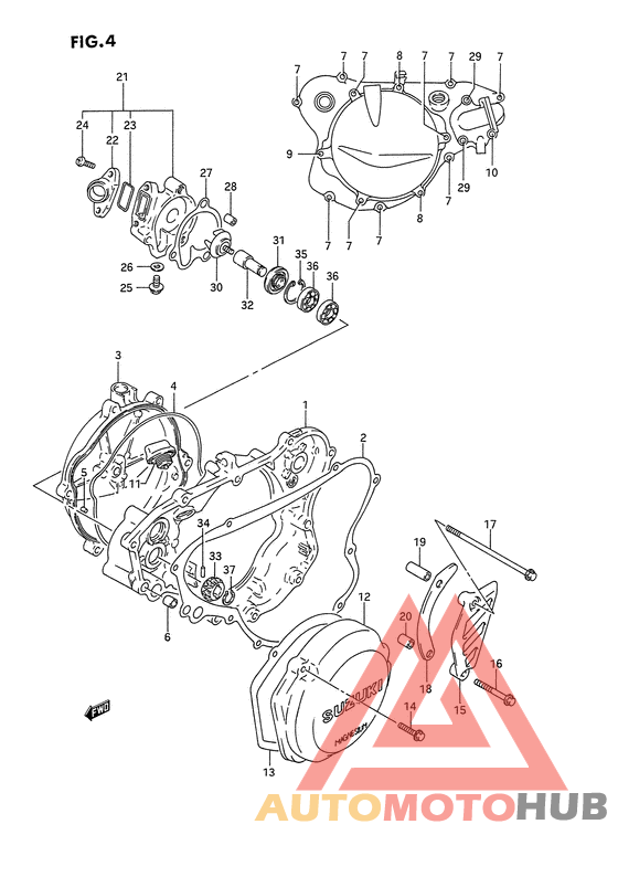 Crankcase cover- water pump