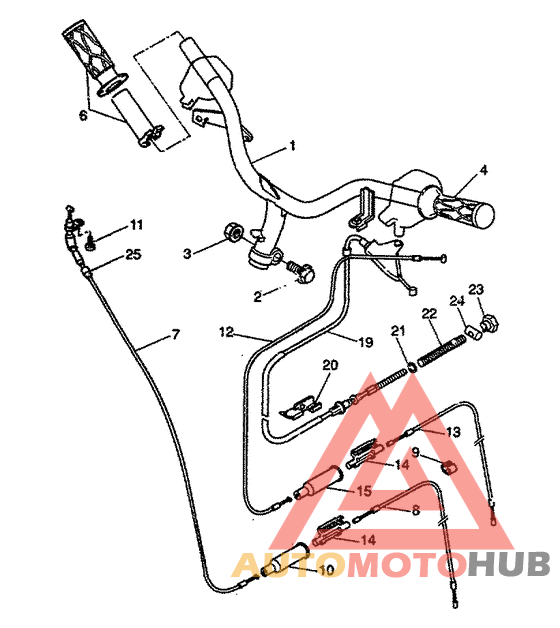 Steering handle, cable