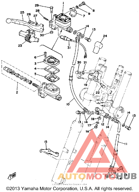 Front master cylinder - brake hose