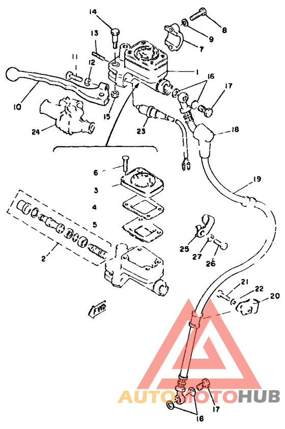 Master cylinder. brake hose