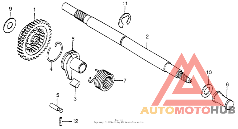 Kick starter gear + spindle