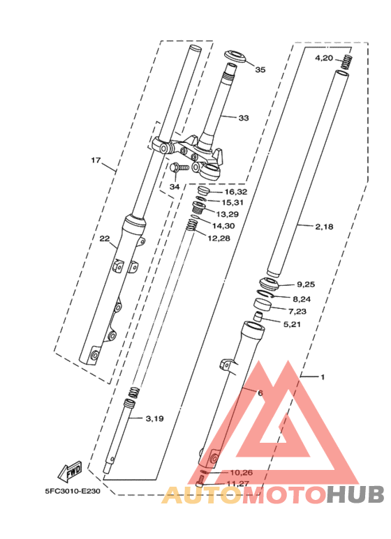 Front fork assy(ur silv