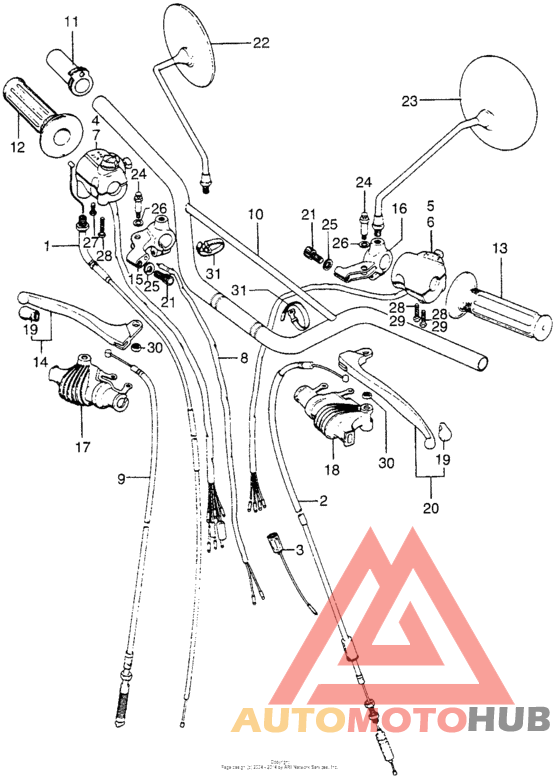 Handlebar + cables + mirrors