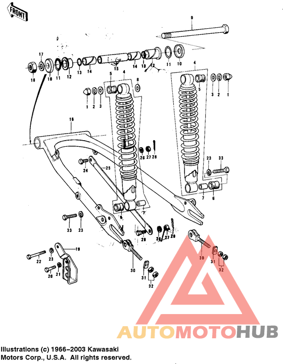 Swing arm/shock absorbers