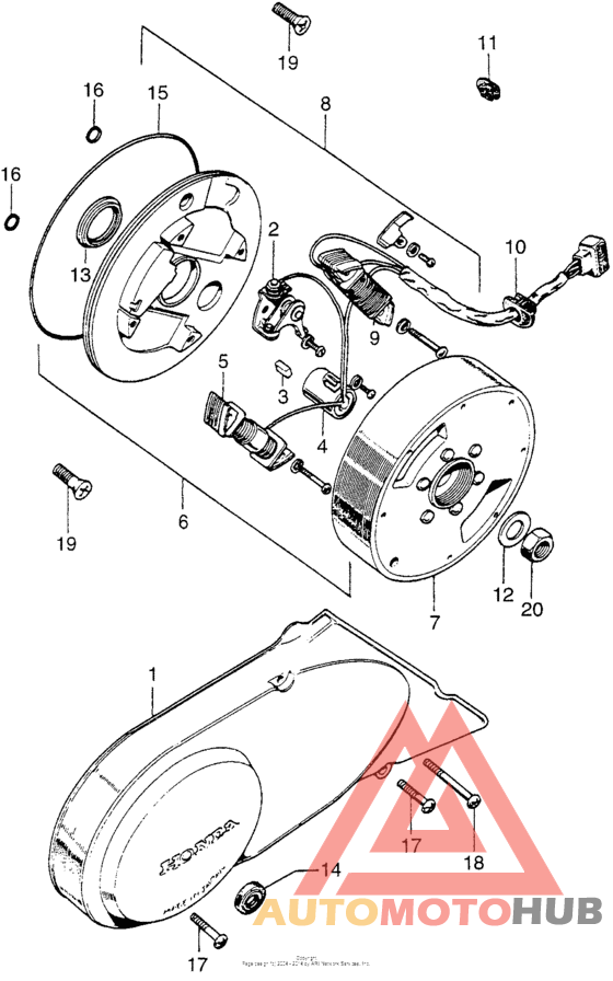 Left crankcase cover + alternator