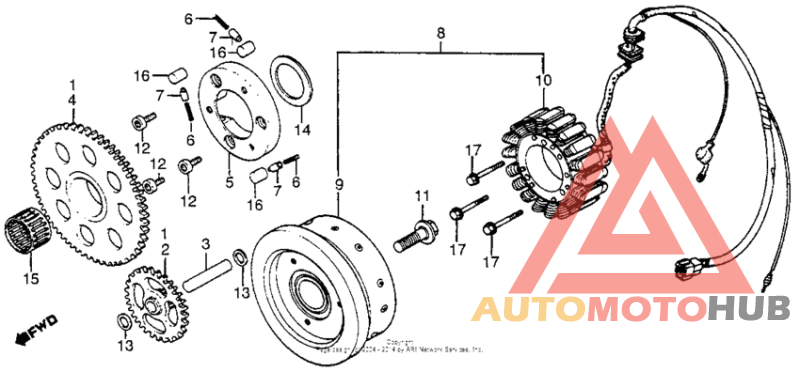 Alternator + starter clutch