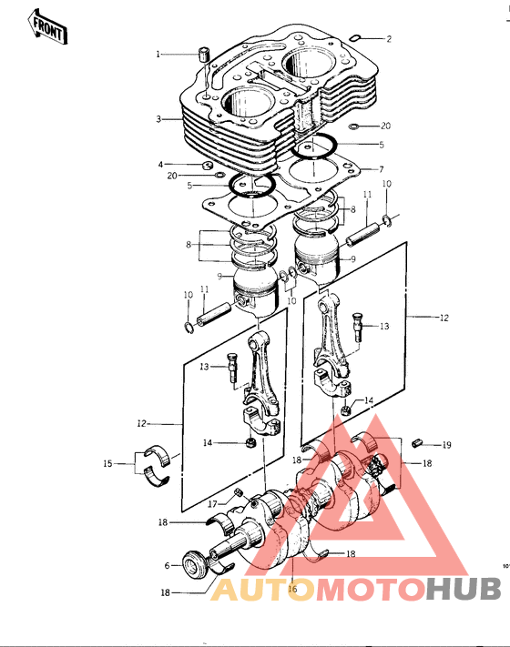 Cylinder/pistons/crankshaft