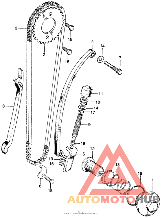 Cam chain tensioner + oil filter screen