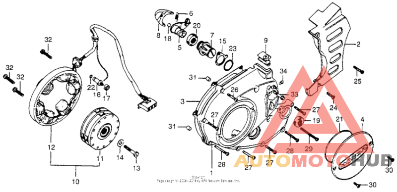 Left crankcase cover + alternator