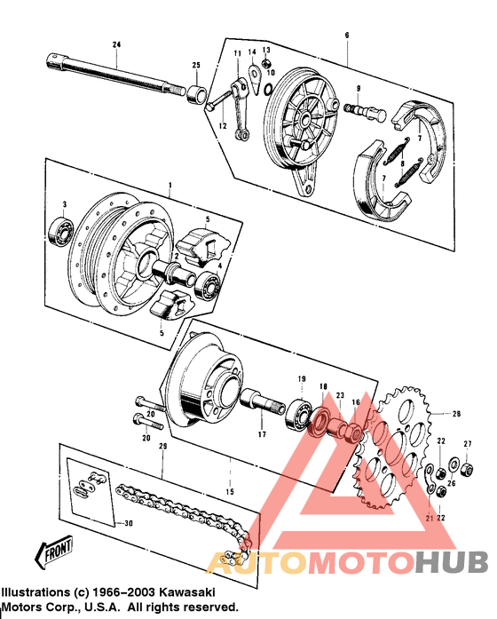 Rear hub/brake/chain