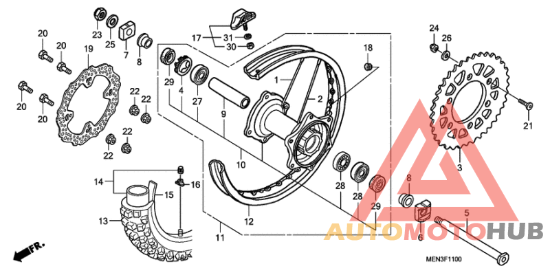Rear wheel complete assy