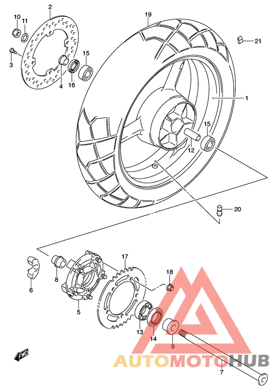 Rear wheel complete assy