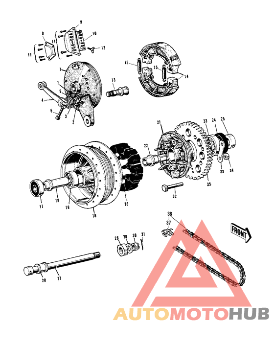 Rear hub/brake/chain