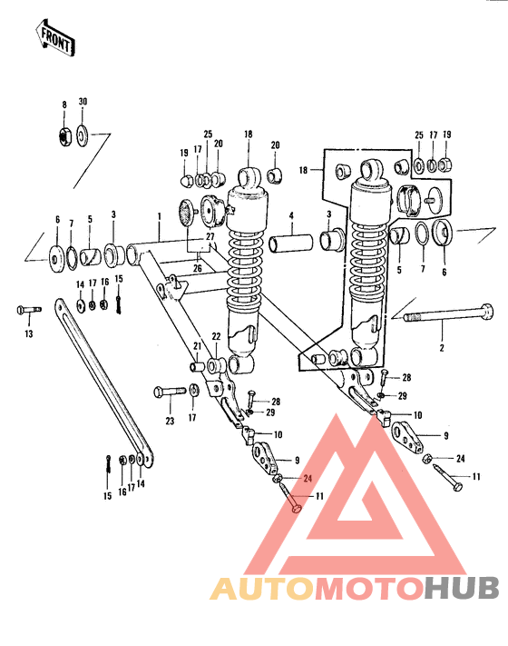 Swing arm/shock absorbers