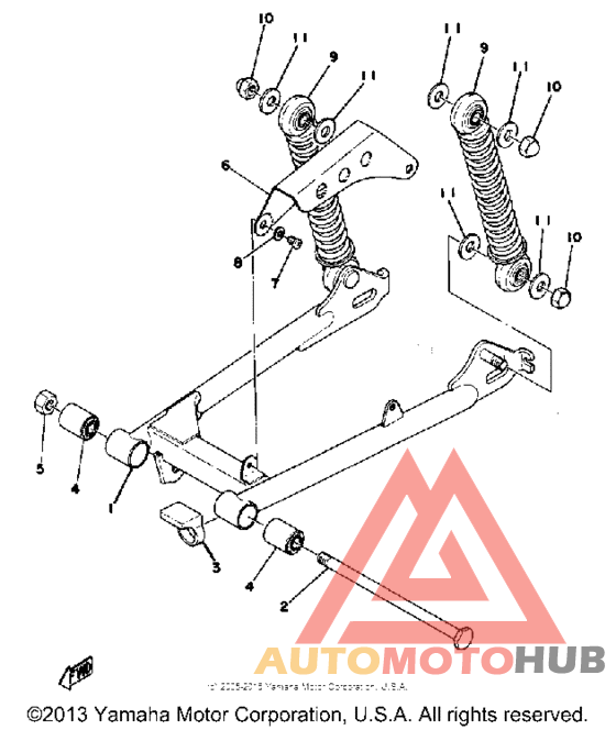 Swing arm - rear shocks - chain case