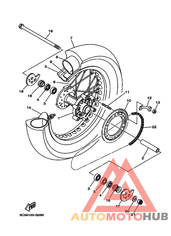 Rear wheel complete assy