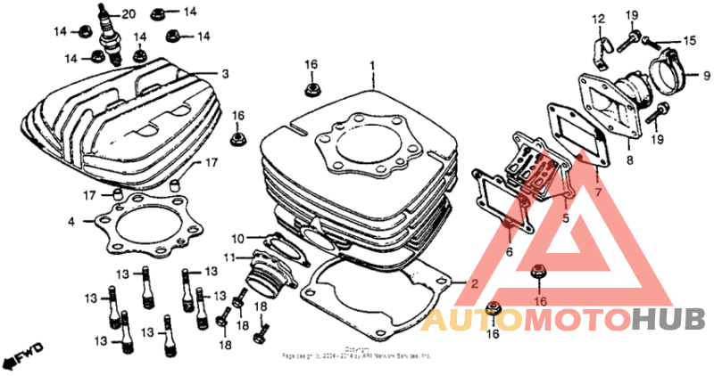 Cylinder head + cylinder + reed valve 80