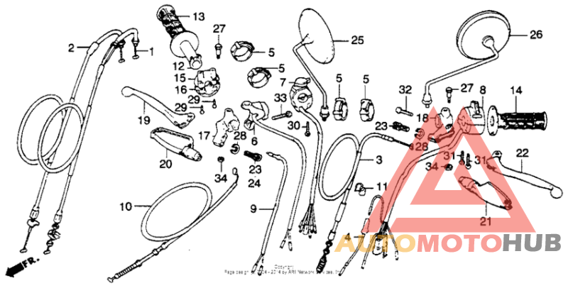 Control levers + cables + switches 79-81