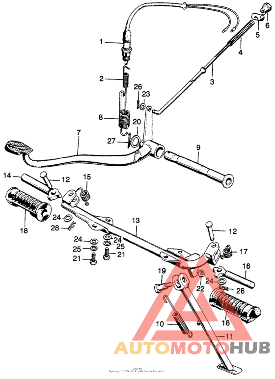 Step bar + side stand + brakepedal