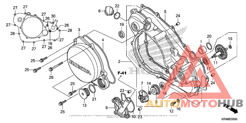 Right Crankcase Cover + Water Pump