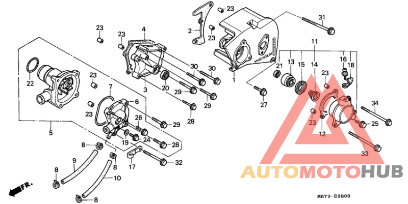 Left crankcase cover/ water pump