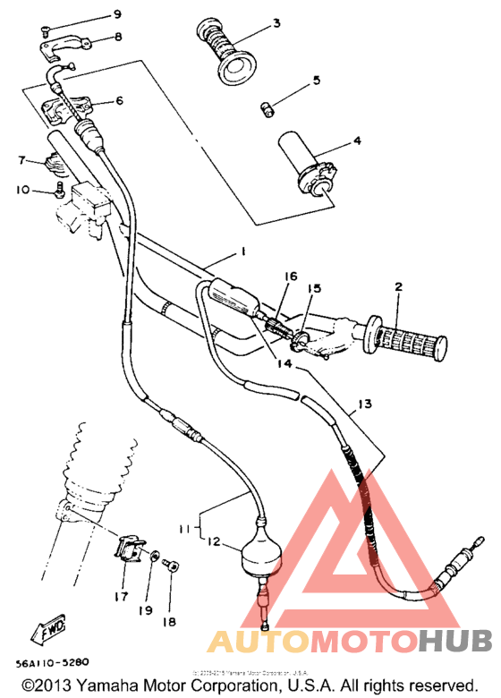Steering handle-cable