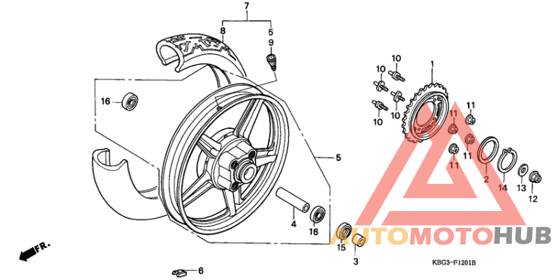 Rear wheel complete assy