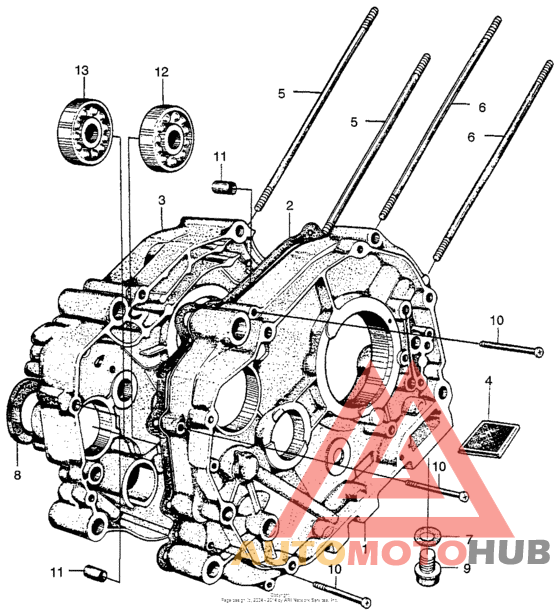 Crankcase + cylinder stud