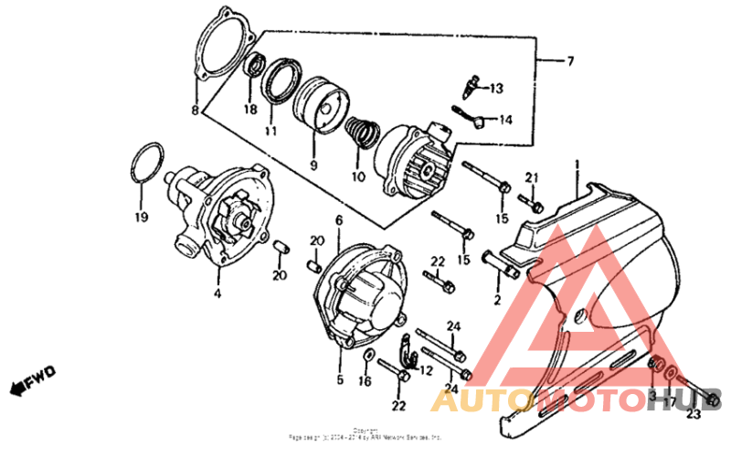 Left crankcase cover + water pump