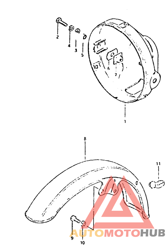 Headlamp housing - front fender