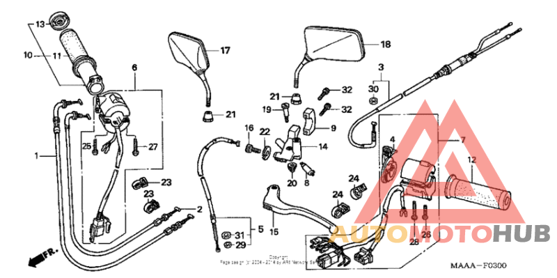 Handle lever + switch + cable
