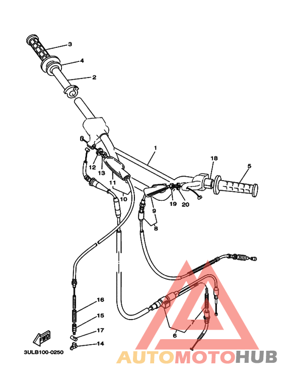 Рулевой рычаг и кабель