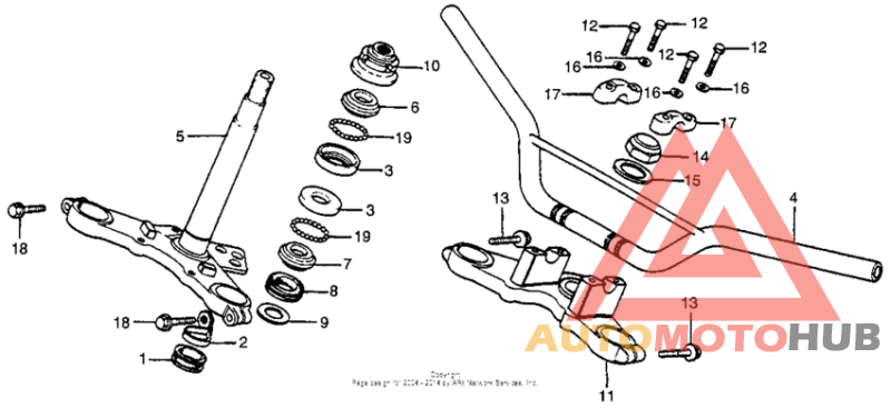 Handlebar + top bridge + steering stem 83-84