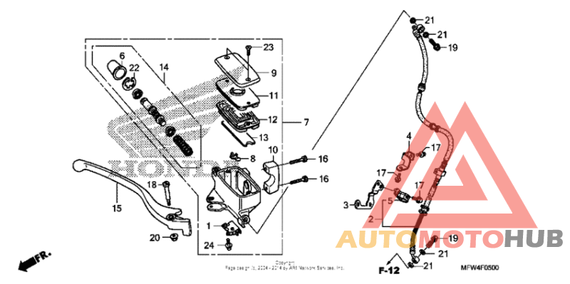 Front brake master cylinder (vt1300cs)
