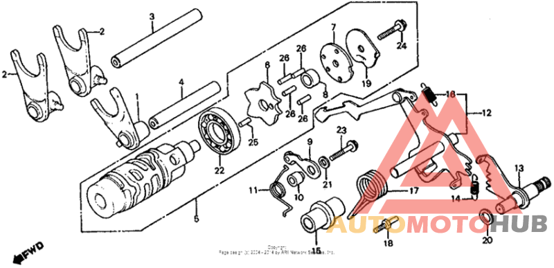 Shift drum + shift fork