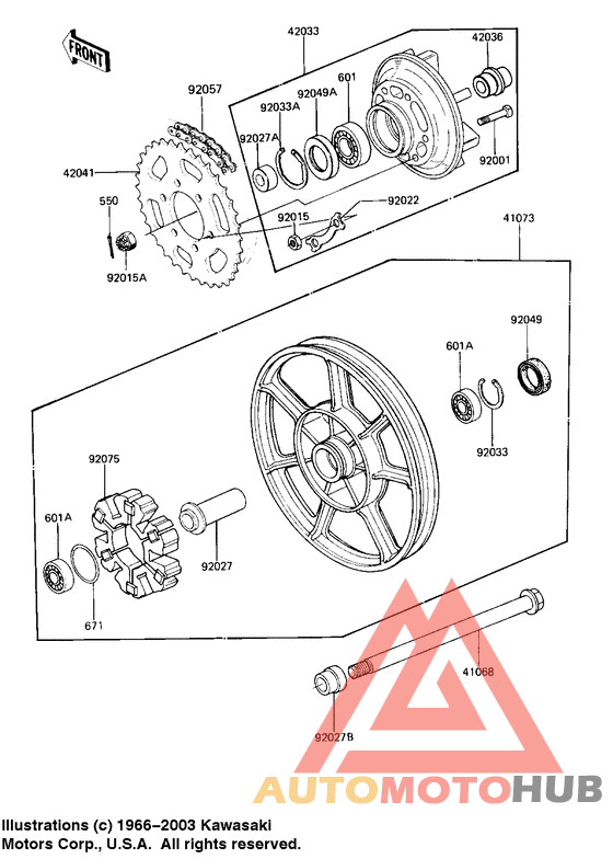 Rear wheel/hub/chain