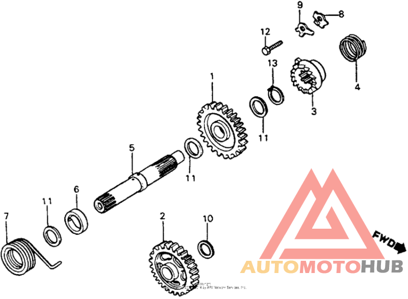 Kick starter spindle 83