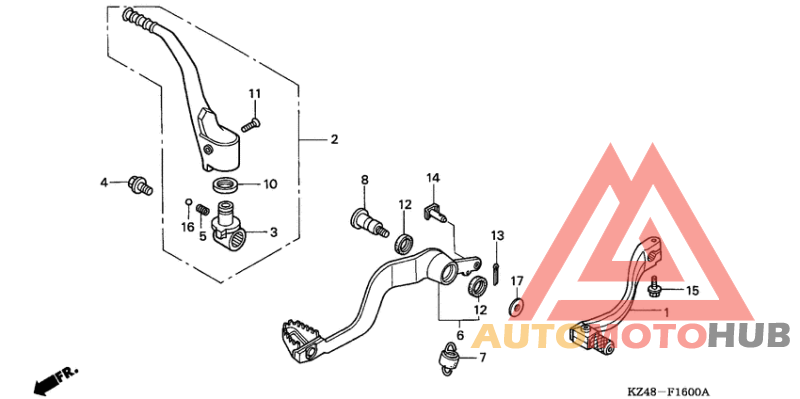 Pedal/kick starter arm
