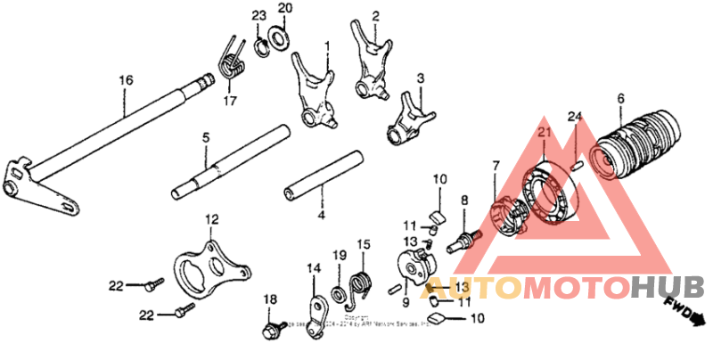 Shift drum + shift fork
