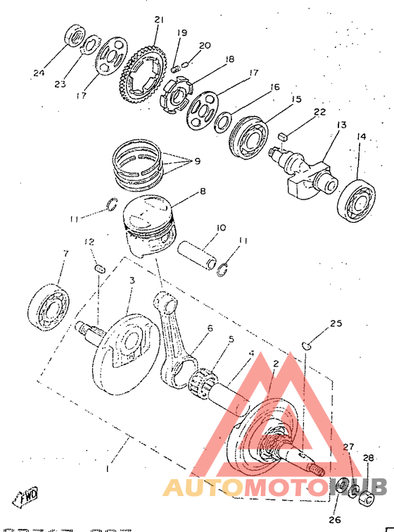 Коленвал и поршень