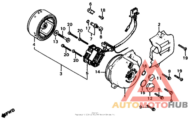Left crankcase cover + alternator