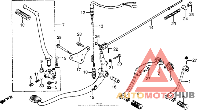 Cm400c/tpedals - change & brake + kick starter arm