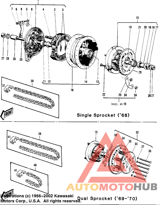 Rear hub/brake/chain