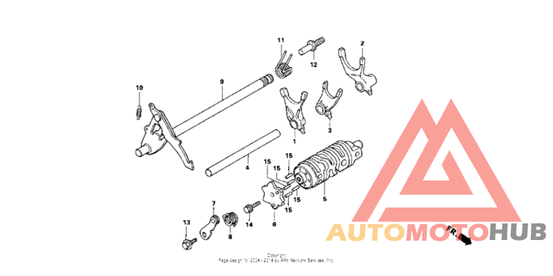 Gearshift drum + gearshift fork