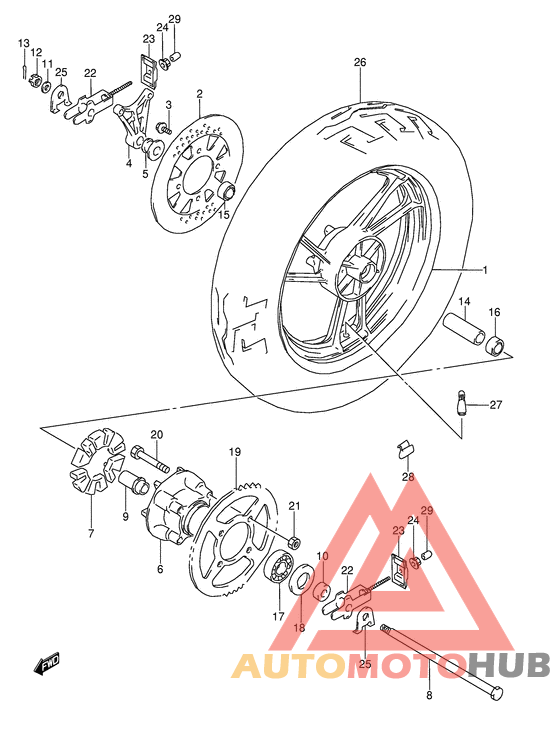 Rear wheel complete assy