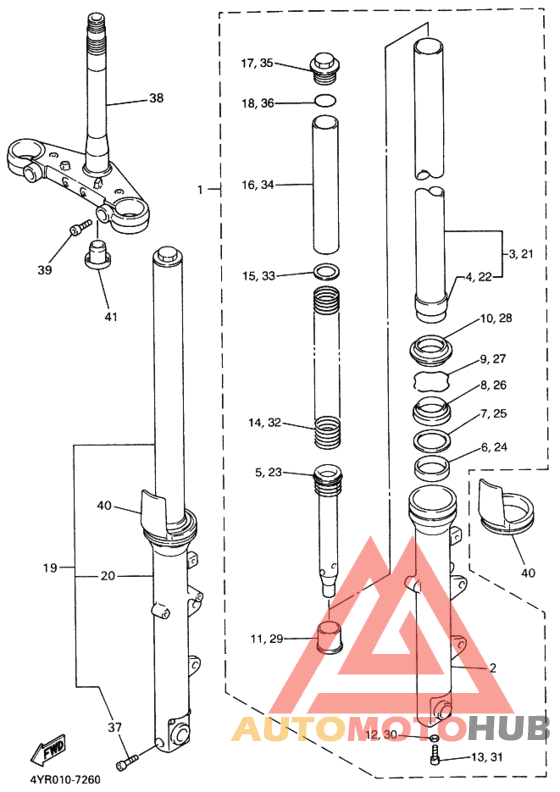Front fork assy(ur silv